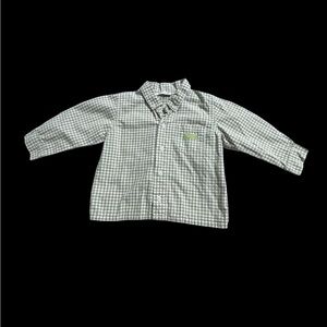 Kids Green Checkered Button Down Shirt